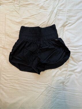 FP Movement by Free People Black Smocked High-Waist Athletic Shorts